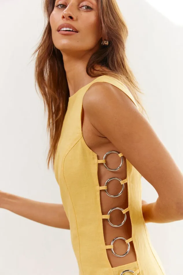 VRG GRL Discoteca Mini Dress Yellow Women Mini Dresses