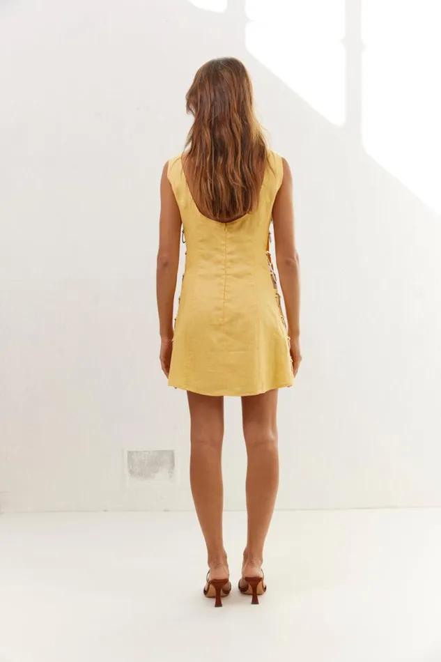 VRG GRL Discoteca Mini Dress Yellow Women Mini Dresses