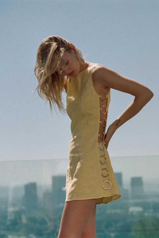 VRG GRL Discoteca Mini Dress Yellow Women Mini Dresses