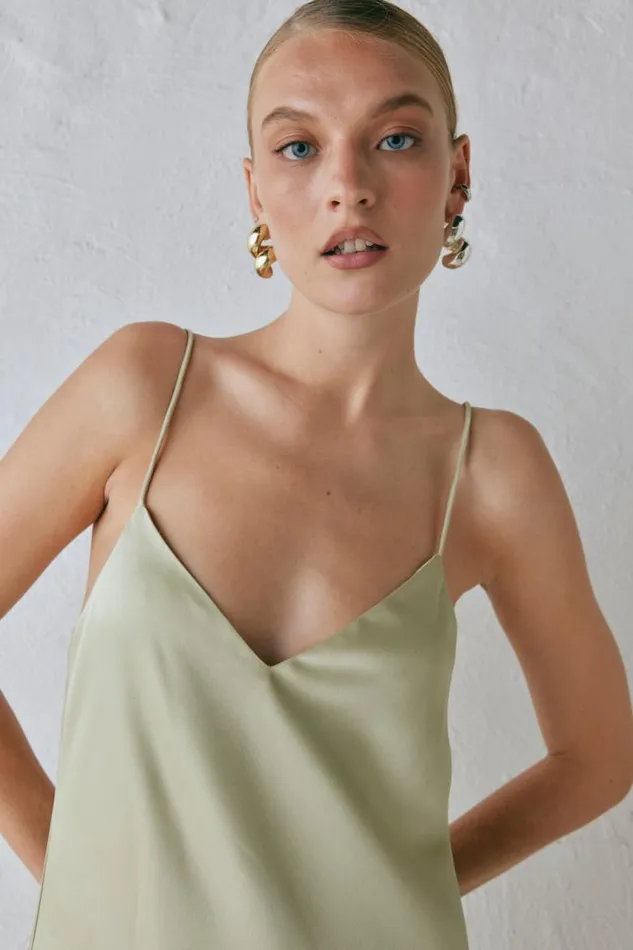 VRG GRL Ida Satin Maxi Dress Sage Women MidiMaxi Dresses