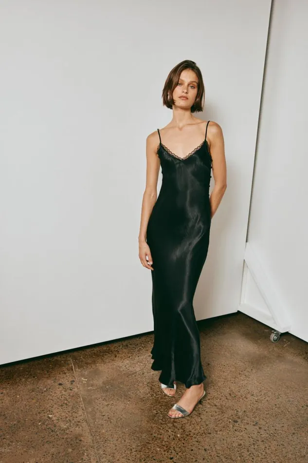 VRG GRL Isle Of Paradise Bias Cut Maxi Dress Black Women MidiMaxi Dresses