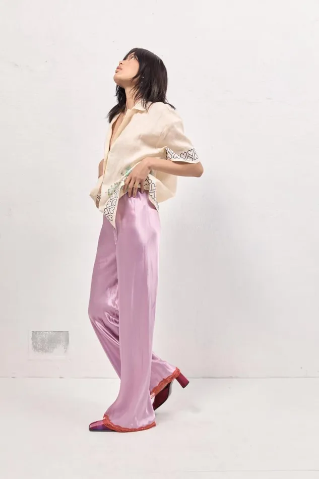 VRG GRL Josefin Satin Pants Lilac Women Pants