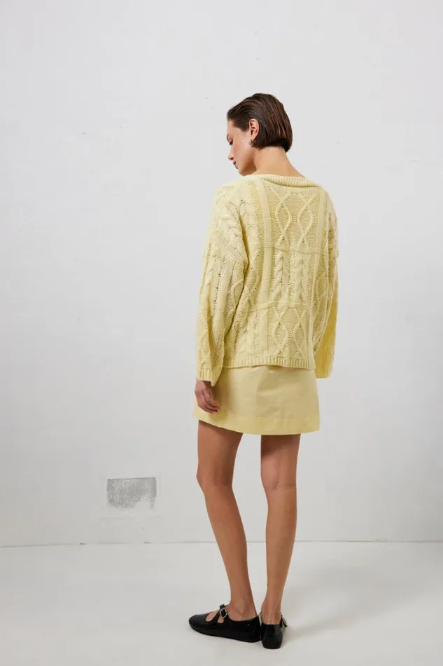 VRG GRL Lola Knit Cardigan Lemon Women JumpersSweaters