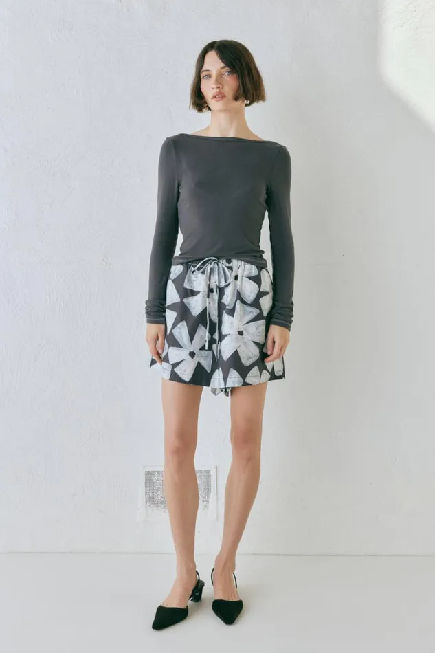 VRG GRL Lori Top Charcoal Women Long Sleeve