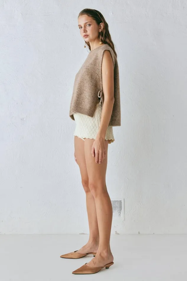VRG GRL Molly Knit Vest Taupe Women Vests