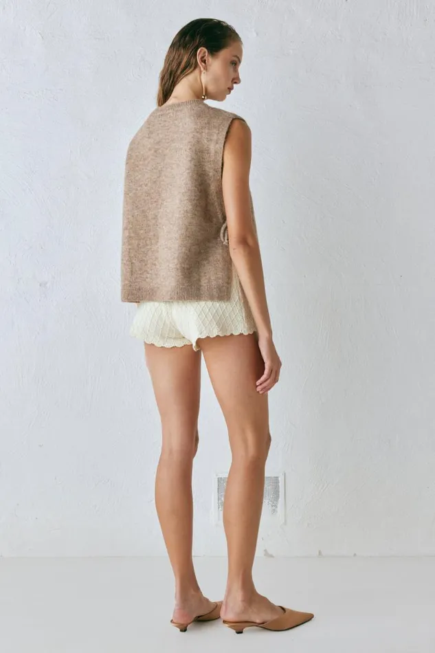 VRG GRL Molly Knit Vest Taupe Women Vests