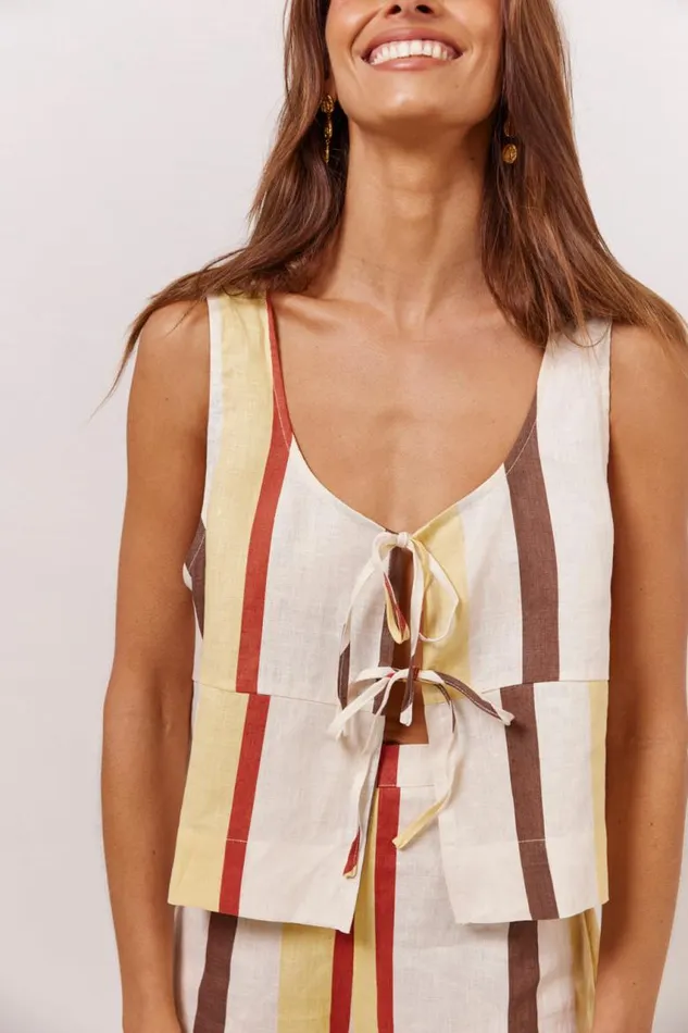 VRG GRL Nessa Linen Smock Top Ace Women Sleeveless