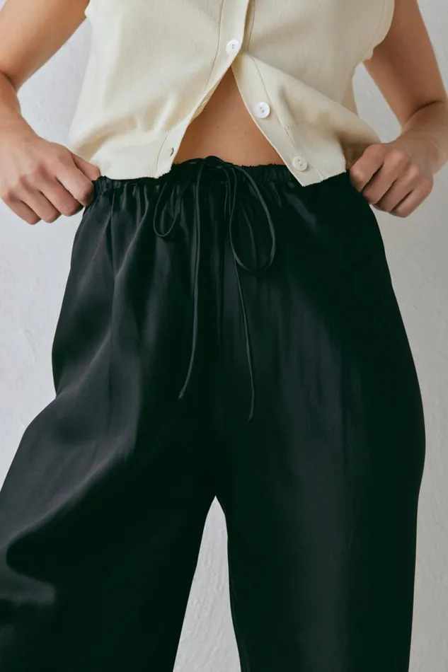 VRG GRL Rae Satin Pants Black Women Sets