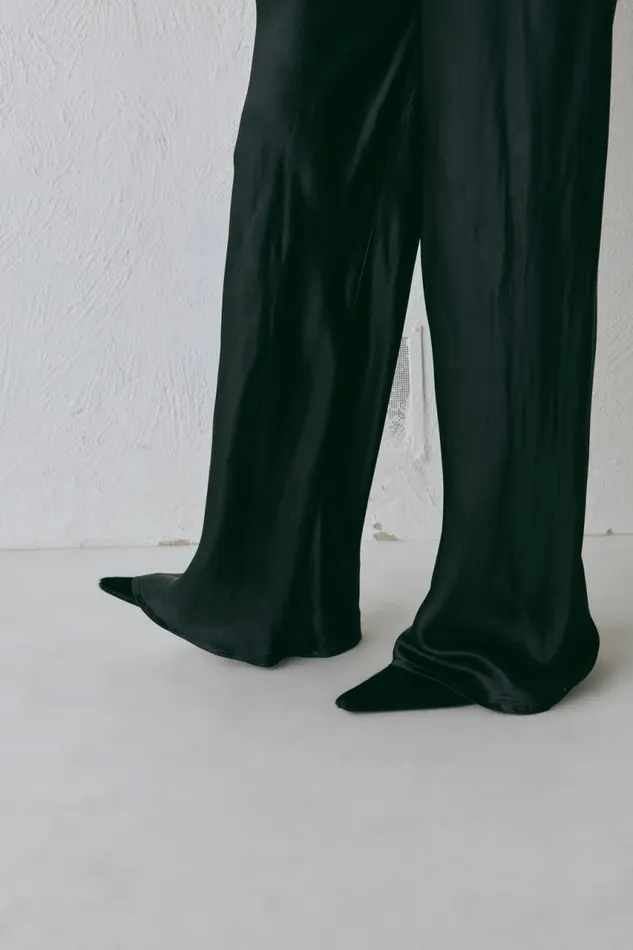 VRG GRL Rae Satin Pants Black Women Sets