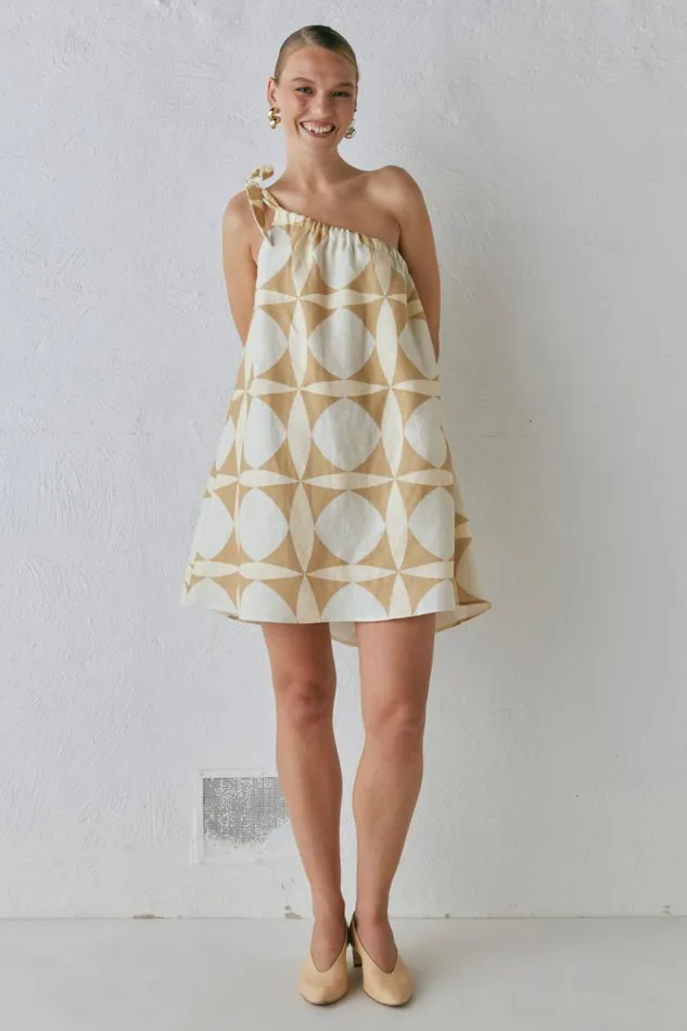 VRG GRL Slow Living Linen Mini Dress Scope Women Mini Dresses