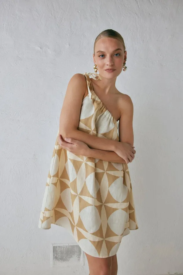 VRG GRL Slow Living Linen Mini Dress Scope Women Mini Dresses
