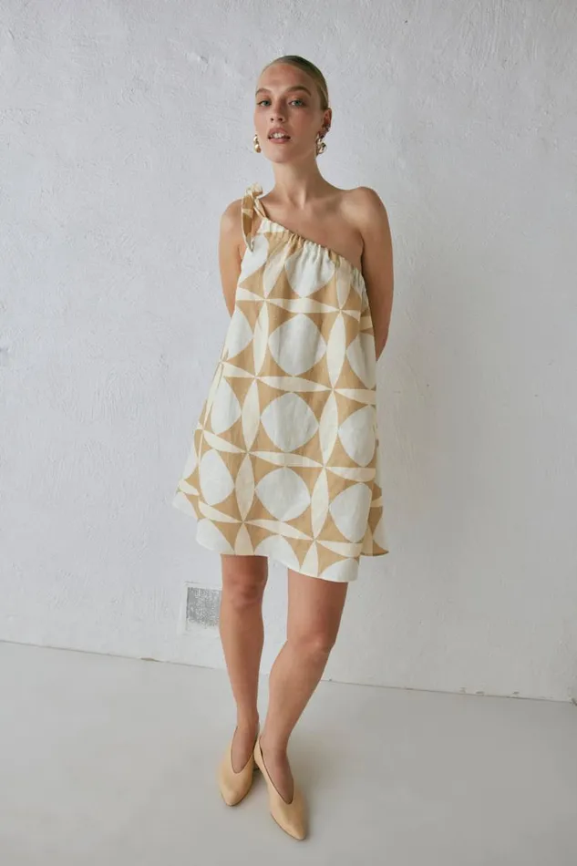 VRG GRL Slow Living Linen Mini Dress Scope Women Mini Dresses