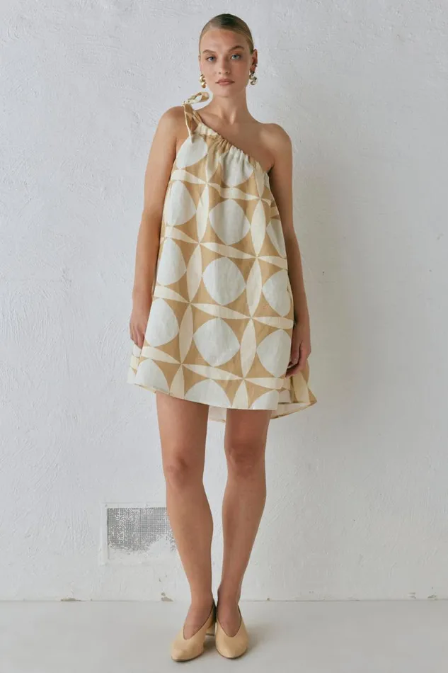 VRG GRL Slow Living Linen Mini Dress Scope Women Mini Dresses