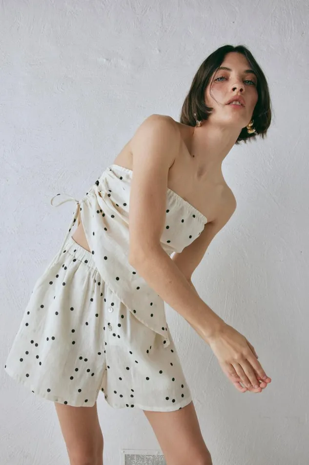 VRG GRL Sunrays Linen Top Dot Women Sleeveless