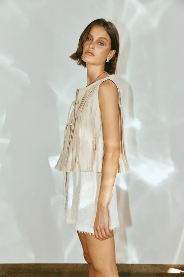 VRG GRL Valeria Linen Top Oatmeal Women Sets