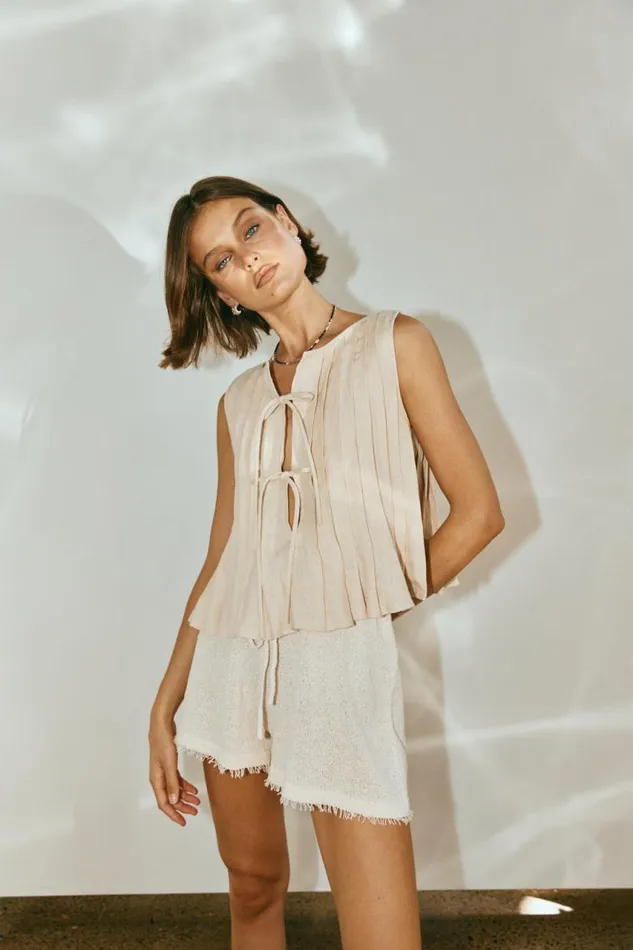 VRG GRL Valeria Linen Top Oatmeal Women Sets