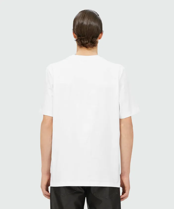 White Jersey TShirt With Micro Logo Print Men MSGM Tshirts