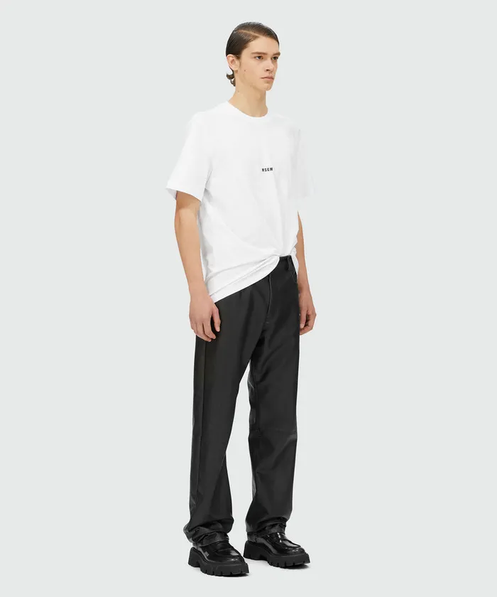 White Jersey TShirt With Micro Logo Print Men MSGM Tshirts