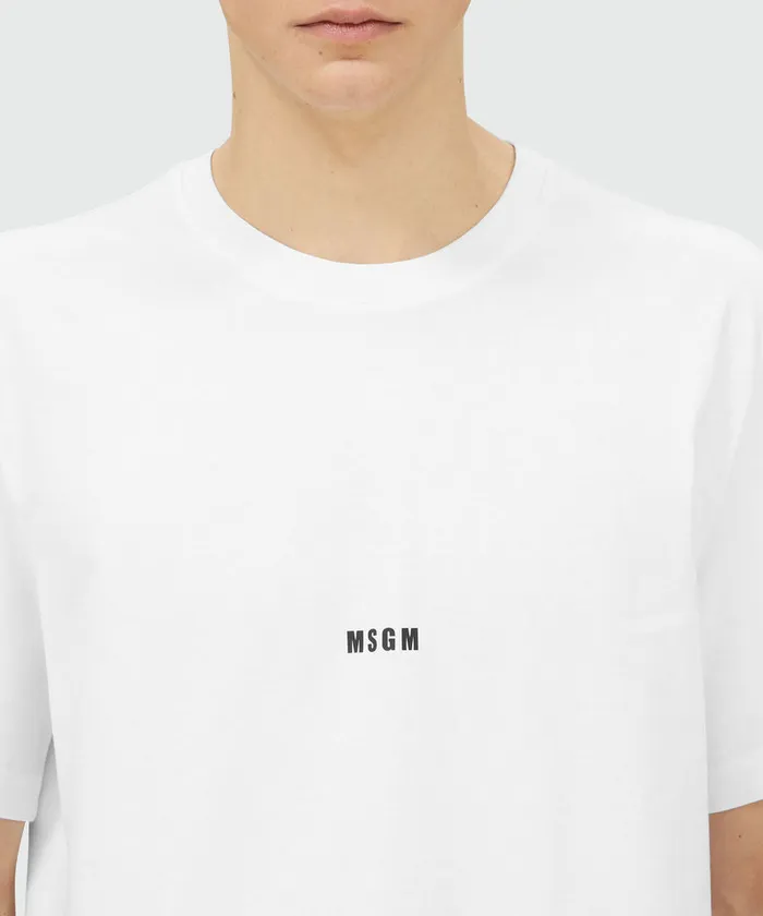 White Jersey TShirt With Micro Logo Print Men MSGM Tshirts