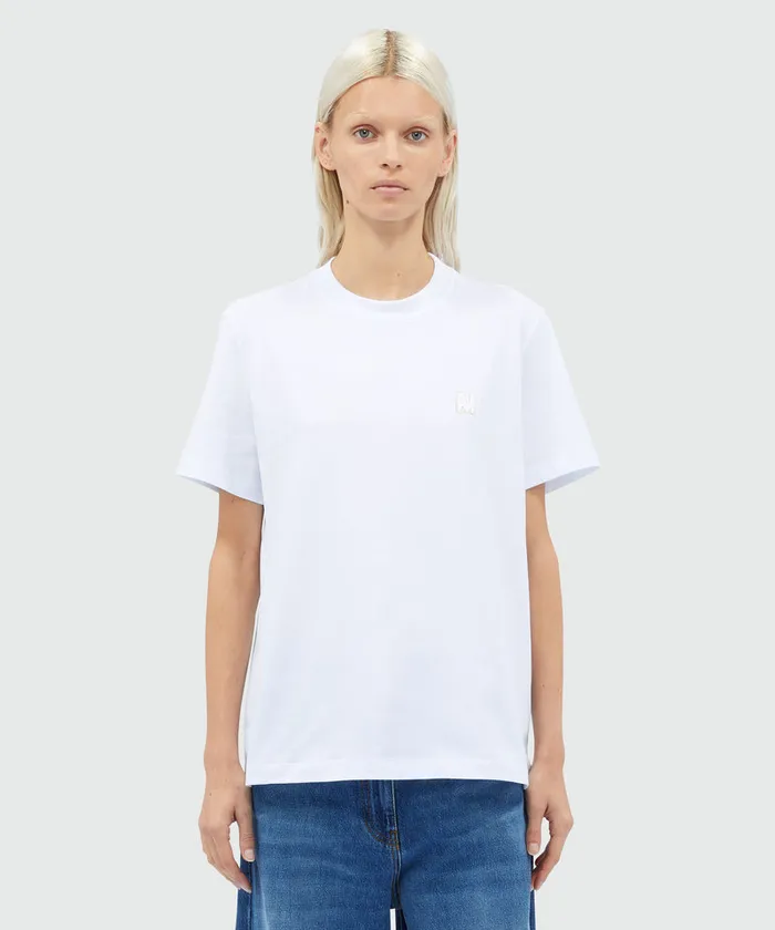 White Jersey TShirt With Mwave Logo Women MSGM Tshirts