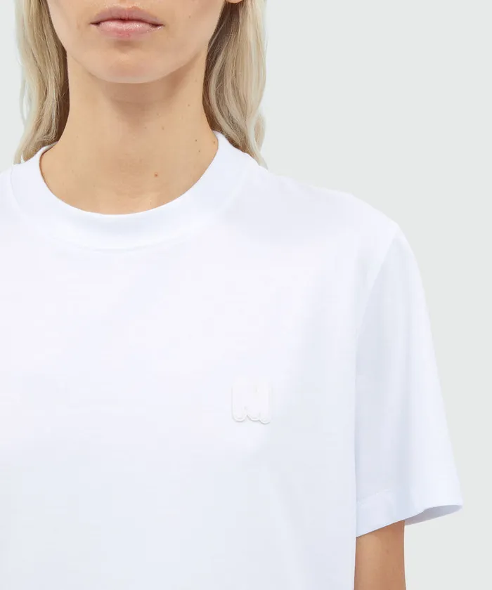 White Jersey TShirt With Mwave Logo Women MSGM Tshirts
