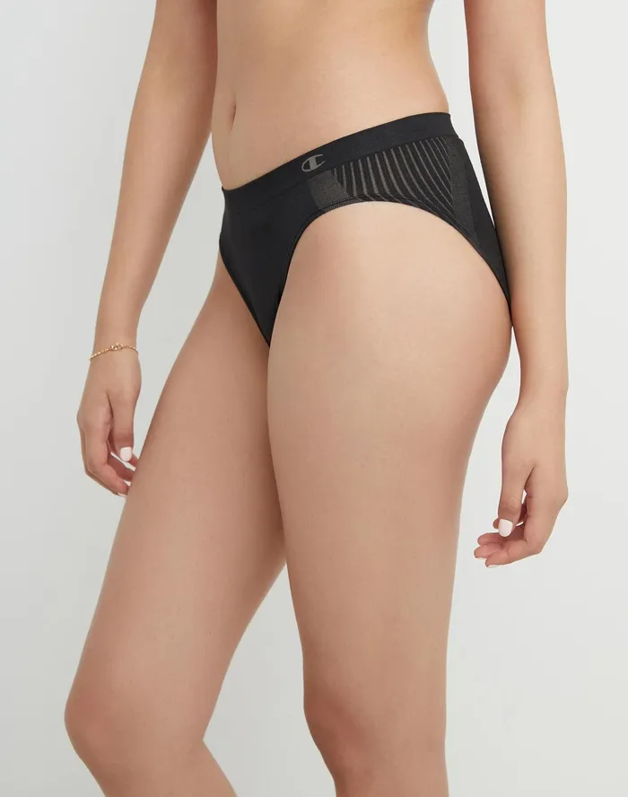 Women039S Seamless Bikini Underwear Script Logo Black Women Champion Underwear