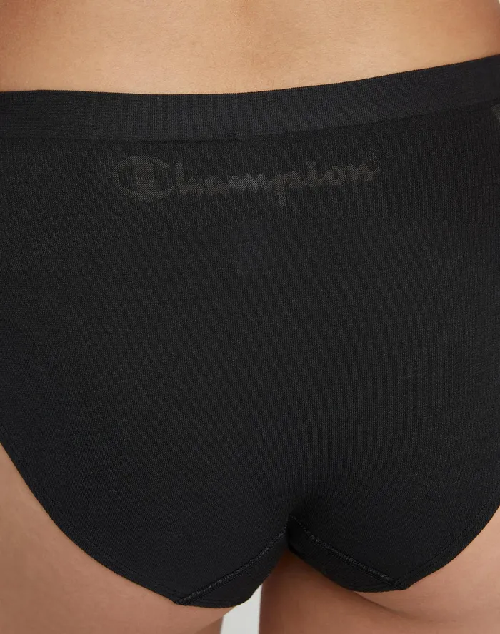 Women039S Seamless Bikini Underwear Script Logo Black Women Champion Underwear