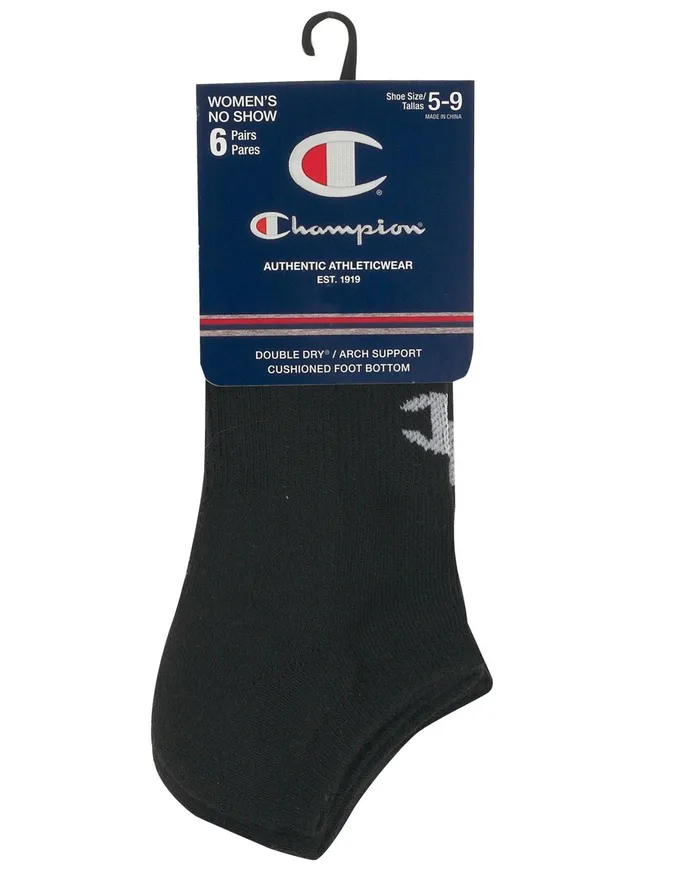 Women039S Solid No Show Socks 6Pairs Black Women Champion Socks