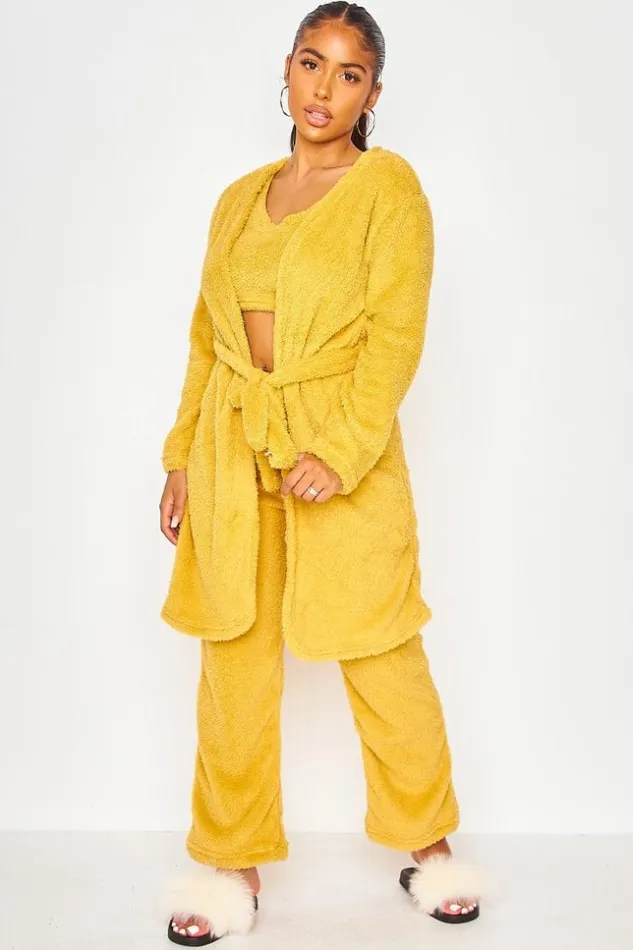 Women 3 Piece Yellow Pyjamas Set Yellow Brentiny Paris Sets With Top Bottoms