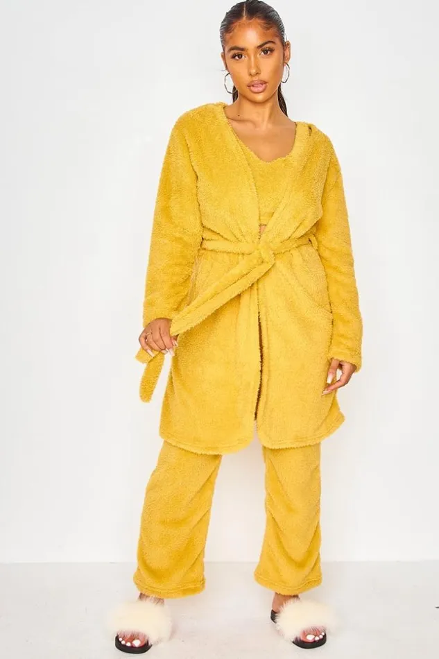 Women 3 Piece Yellow Pyjamas Set Yellow Brentiny Paris Sets With Top Bottoms