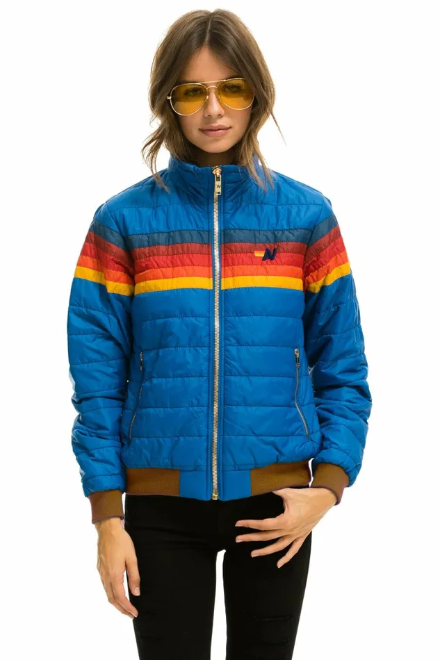 Women 5 STRIPE JACKET 8211 SNORKEL BLUE Aviator Nation Outerwear Women 5 STRIPE JACKET 8211 SNORKEL BLUE Aviator Nation Outerwear