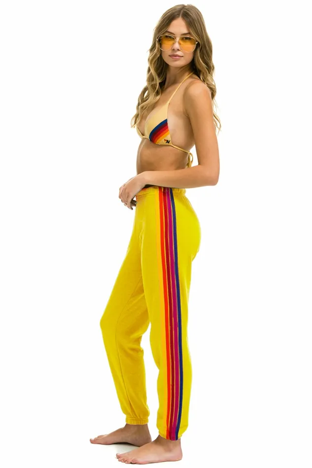 Women 5 STRIPE SWEATPANTS 8211 LEMON YELLOW PURPLE Aviator Nation Sweatpants