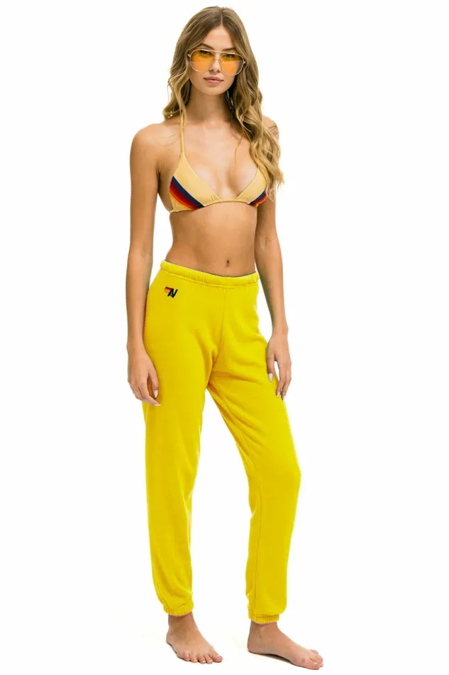 Women 5 STRIPE SWEATPANTS 8211 LEMON YELLOW PURPLE Aviator Nation Sweatpants Women 5 STRIPE SWEATPANTS 8211 LEMON YELLOW PURPLE Aviator Nation Sweatpants