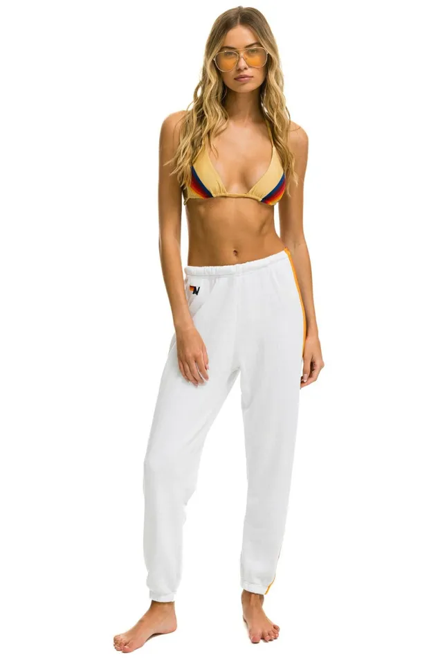 Women 5 STRIPE SWEATPANTS 8211 WHITE 2 Aviator Nation Sweatpants Women 5 STRIPE SWEATPANTS 8211 WHITE 2 Aviator Nation Sweatpants