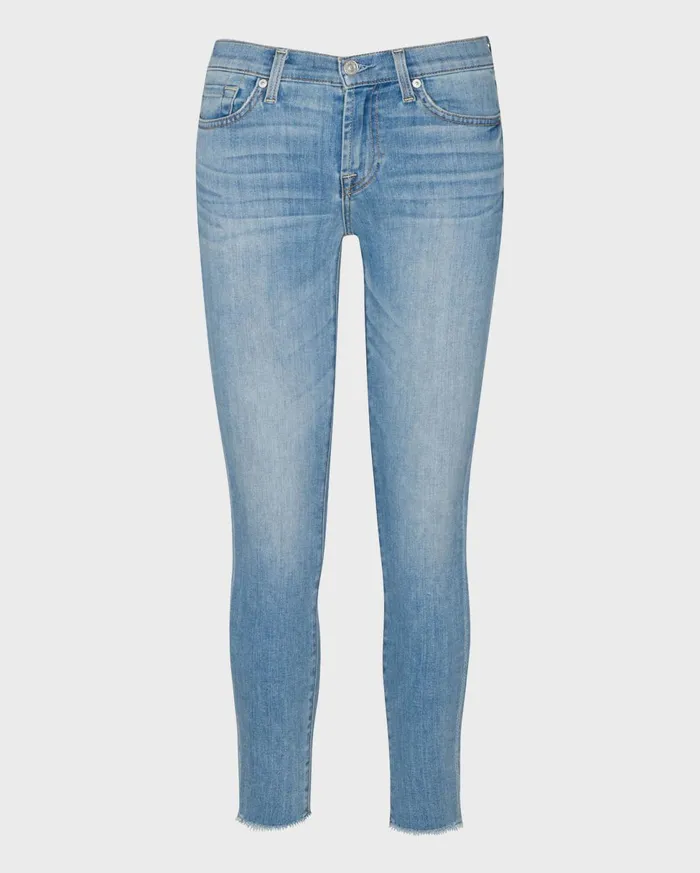 Women 7 For All Mankind Ankle Bair Ankle Skinny With Frayed Hem In Ashcroft