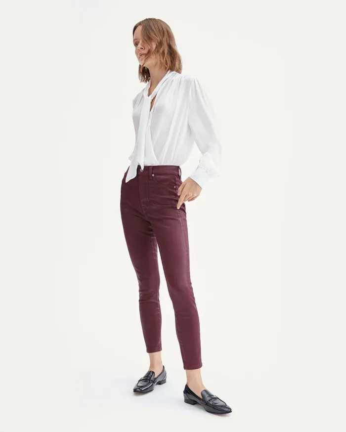 Women 7 For All Mankind Ankle Coated High Waist Ankle Skinny In Merlot