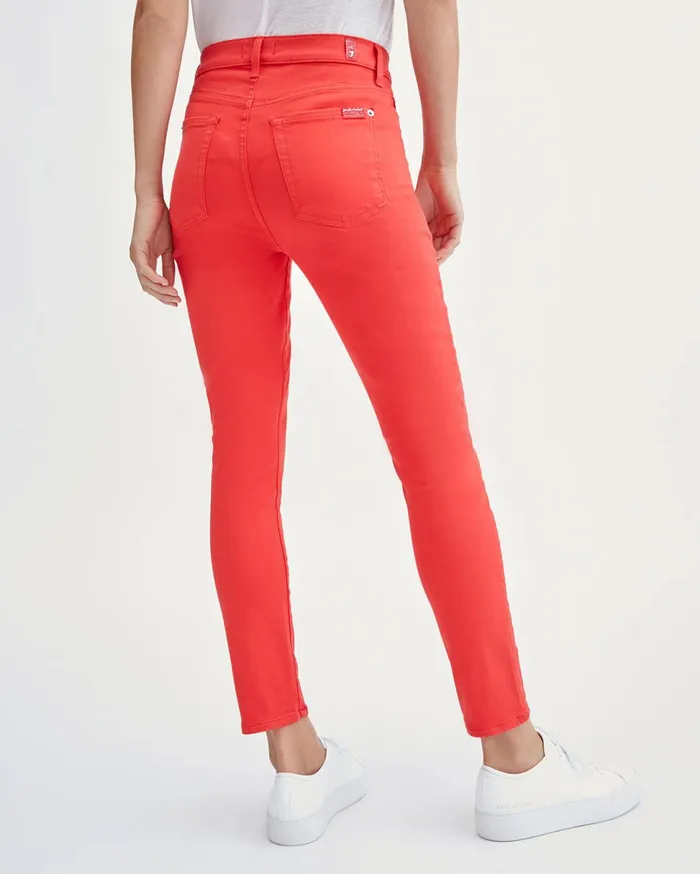 Women 7 For All Mankind Ankle High Waist Ankle Skinny In Solid Red