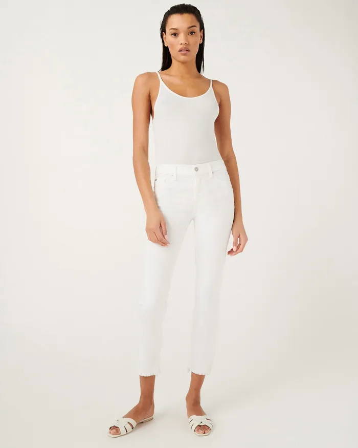 Women 7 For All Mankind Ankle Roxanne Ankle With Raw Hem In White Fashion