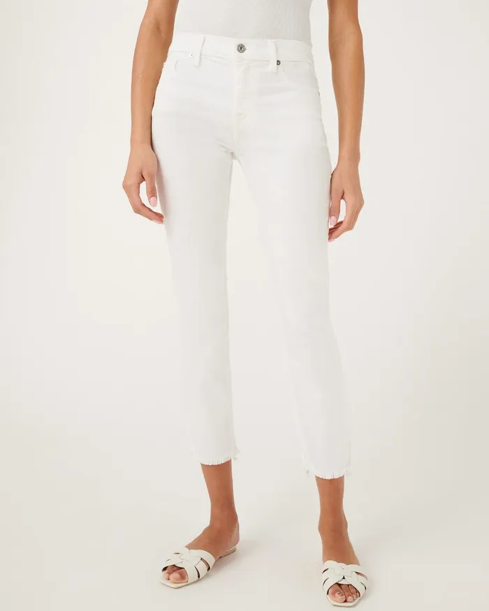 Women 7 For All Mankind Ankle Roxanne Ankle With Raw Hem In White Fashion