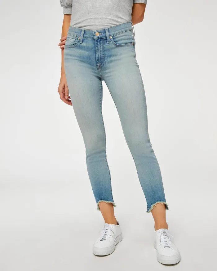 Women 7 For All Mankind Ankle The Ankle Skinny With Wave Hem In Grace Blue