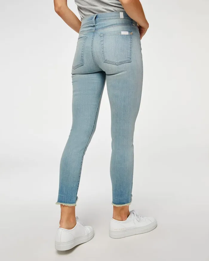 Women 7 For All Mankind Ankle The Ankle Skinny With Wave Hem In Grace Blue