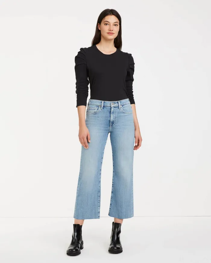 Women 7 For All Mankind Cropped Cropped Alexa With Cut Hem In Trio