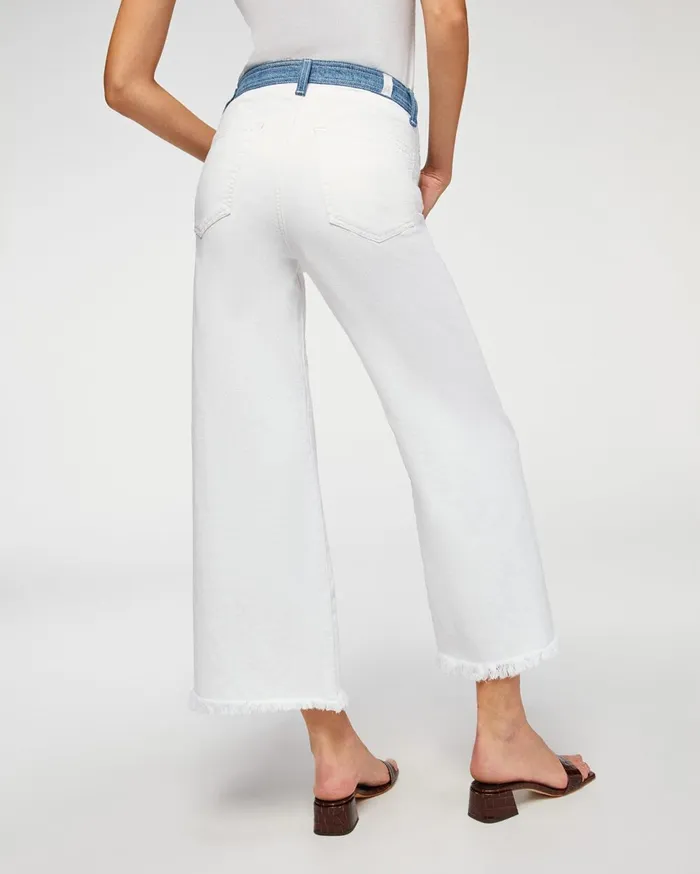 Women 7 For All Mankind Cropped High Waist Cropped Flare With Chevron Seaming In Clean WhiteColdwater