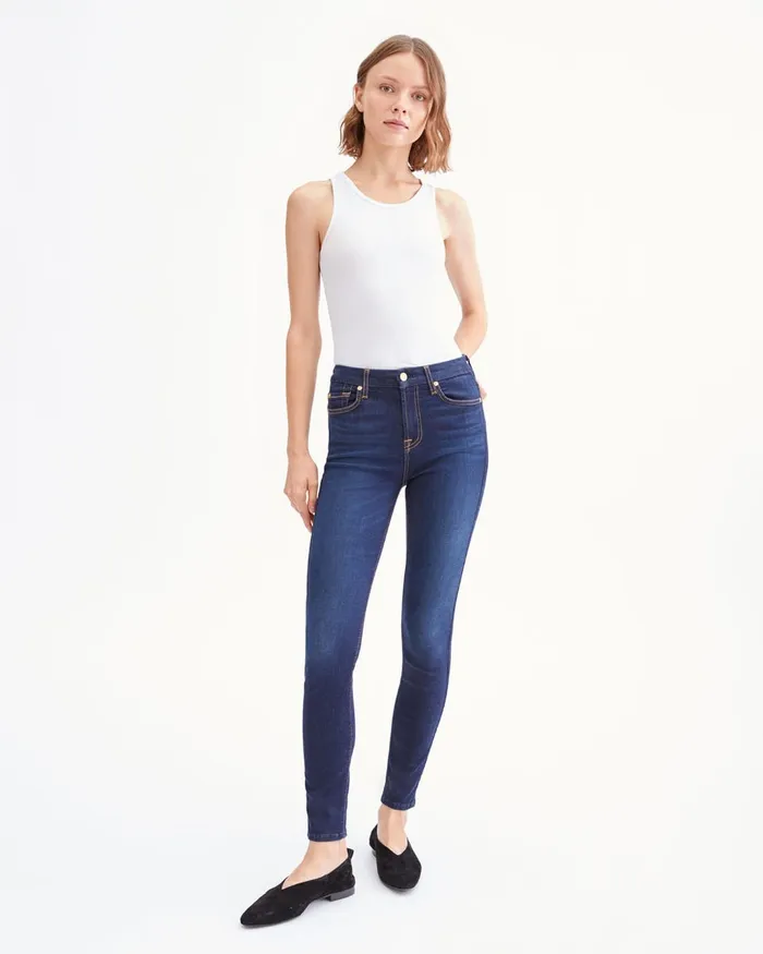 Women 7 For All Mankind High Waist Slim Illusion High Waist Ankle Skinny In Tried And True