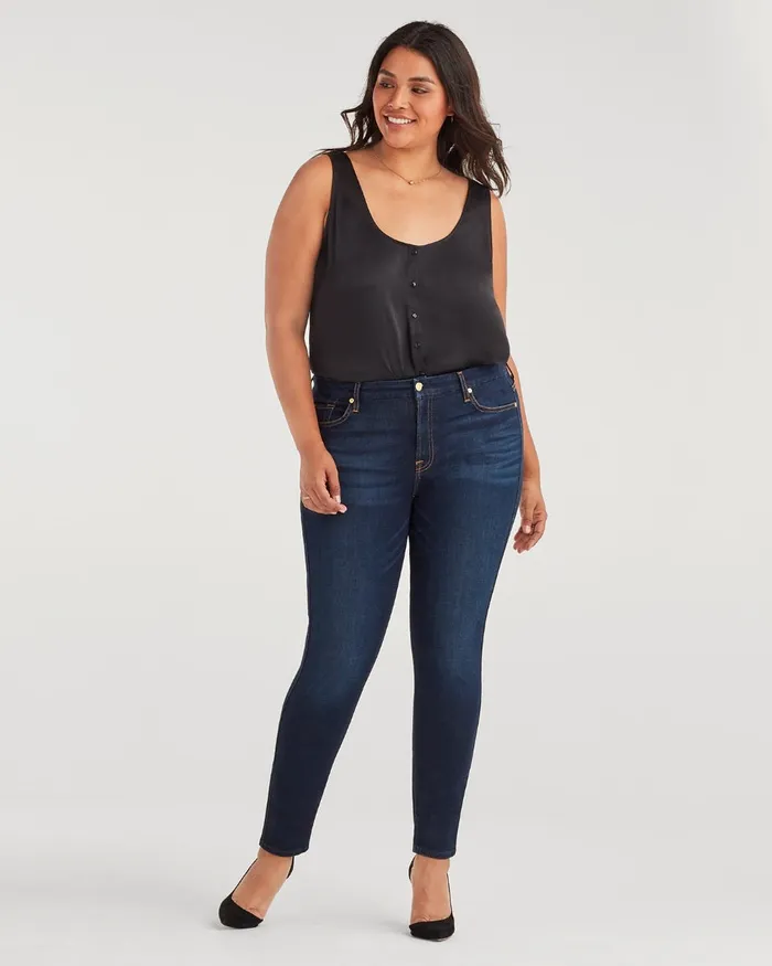 Women 7 For All Mankind High Waist Slim Illusion High Waist Ankle Skinny In Tried And True