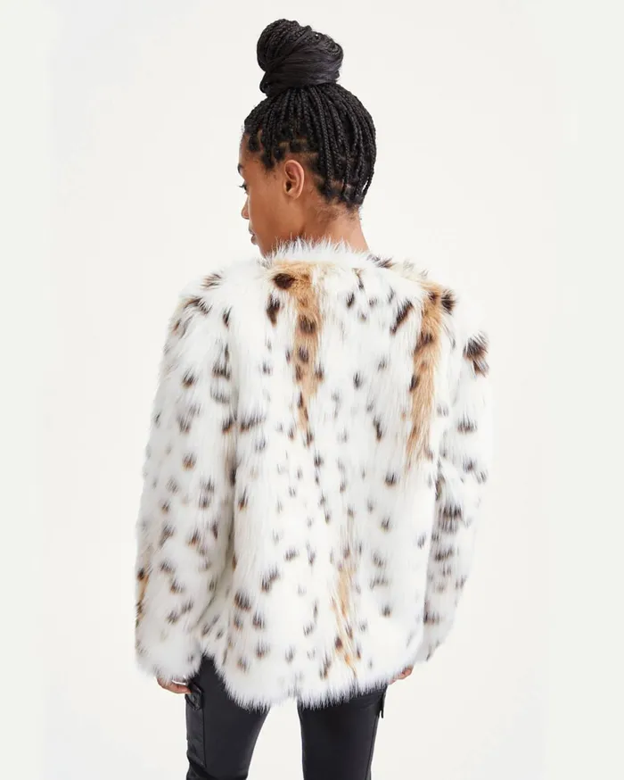 Women 7 For All Mankind Jackets 038 Coats Short Fur Coat In Snow Leopard