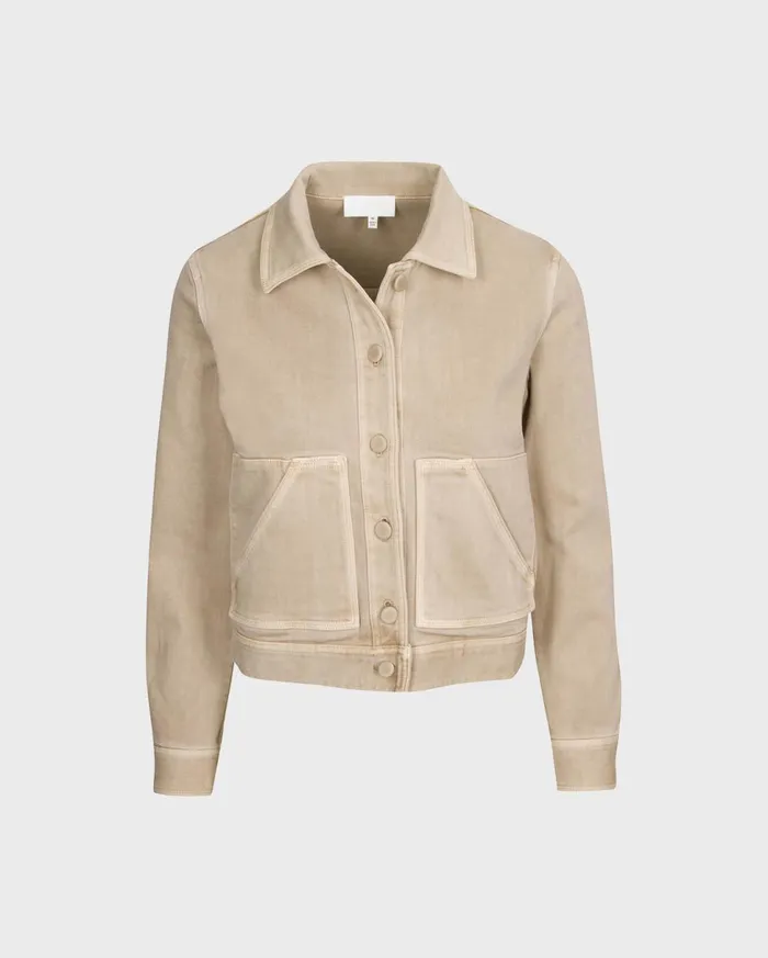 Women 7 For All Mankind Jackets 038 Coats Triple Stretch Crop Jacket In Sand