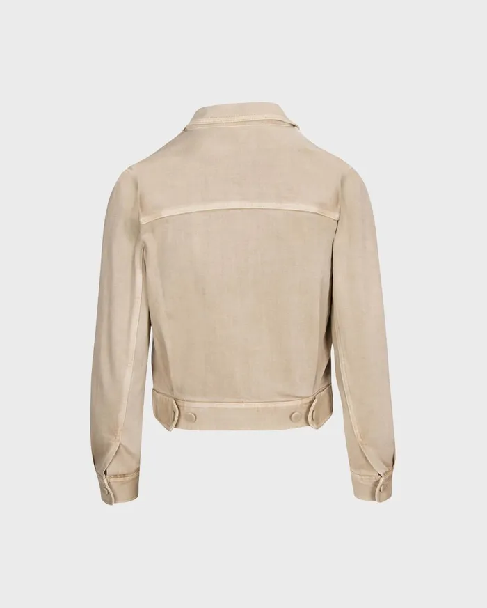 Women 7 For All Mankind Jackets 038 Coats Triple Stretch Crop Jacket In Sand