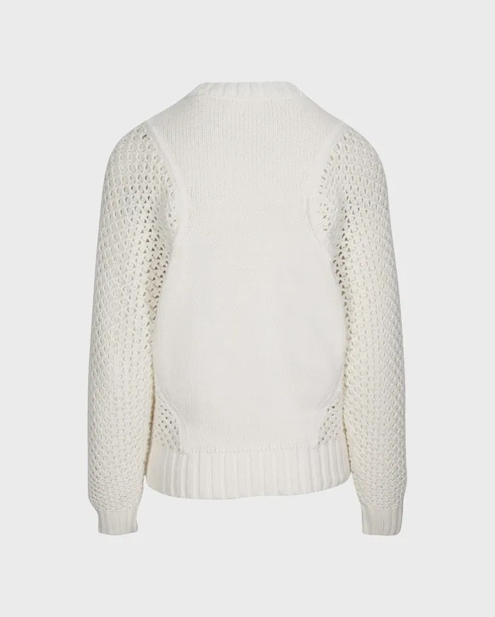 Women 7 For All Mankind Sweaters Mix Stitch Sweater In Optic White