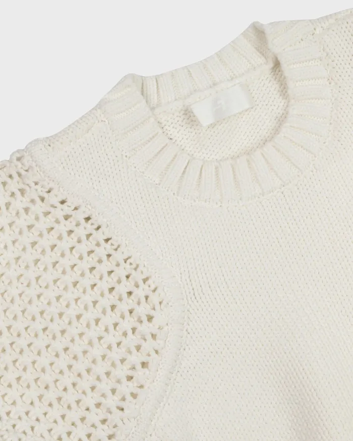 Women 7 For All Mankind Sweaters Mix Stitch Sweater In Optic White
